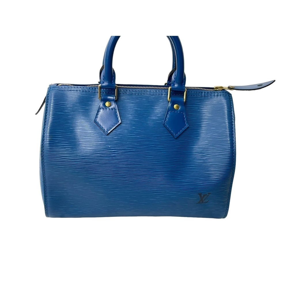 Louis Vuitton Bag Boston Leather Epi Blue Speedy